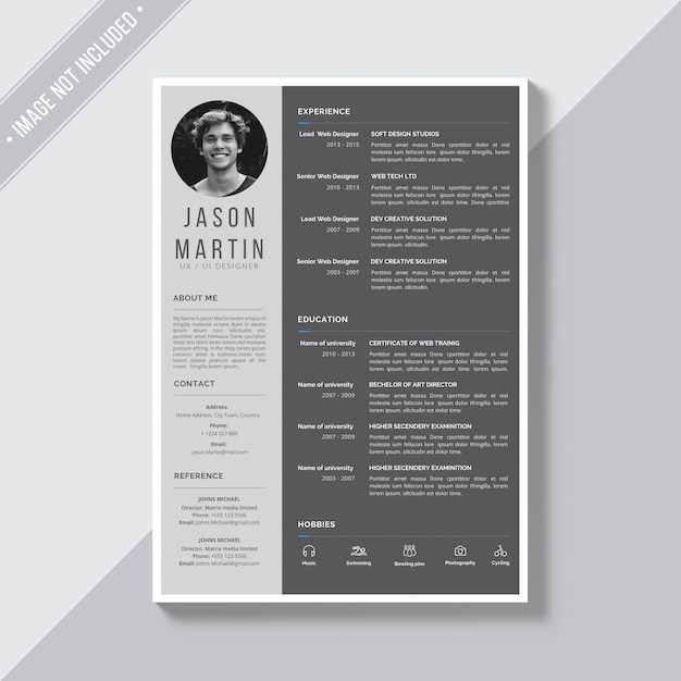 Free PSD grey cv template