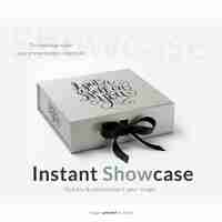 Free PSD grey gift box mock up