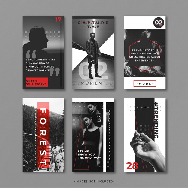 Grey and red Instragram story template