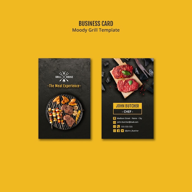 Free PSD grill house business card template