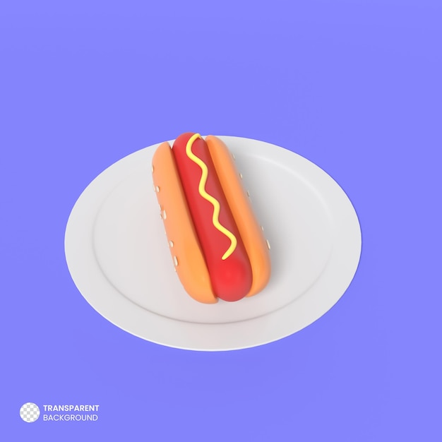 Icona di panino hot dog alla griglia illustrazione di rendering 3d isolata