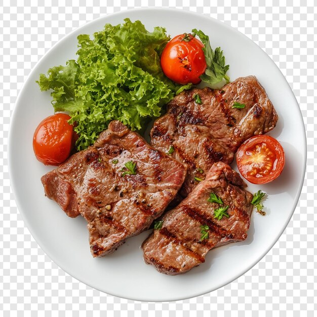 Grilled Steak with Cherry Tomatoes and Lettuce