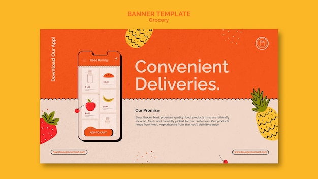 Free PSD grocery delivery service banner template