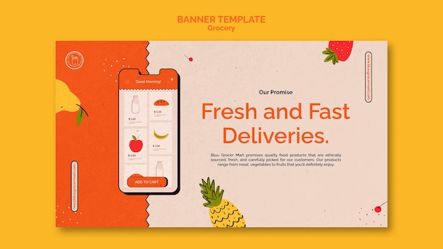 Grocery delivery service banner template
