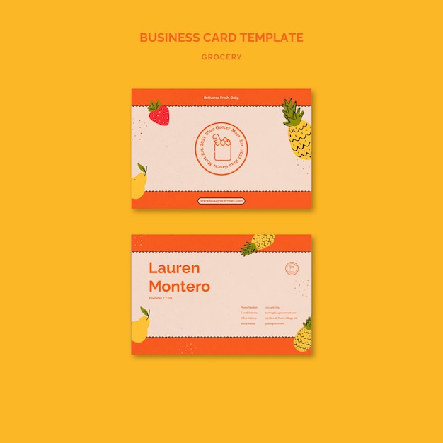 Free PSD grocery delivery service business card template