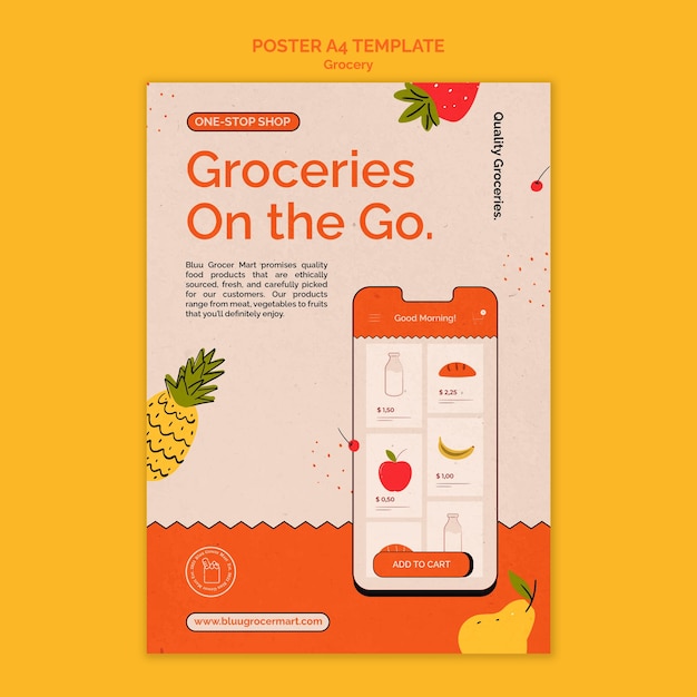 Free PSD grocery delivery service print template