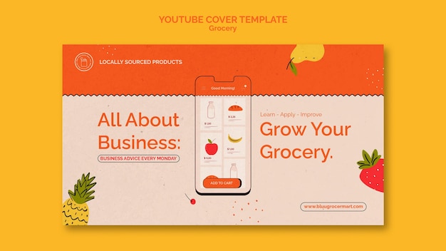 Grocery Delivery Service YouTube Cover Template Free PSD Download