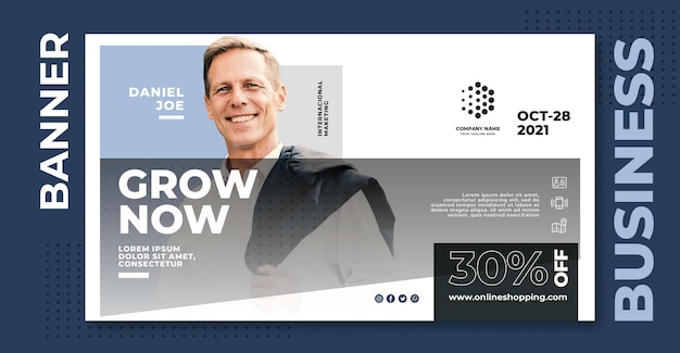 Free PSD grow now business banner template