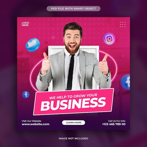 Free PSD grow your business social media post template