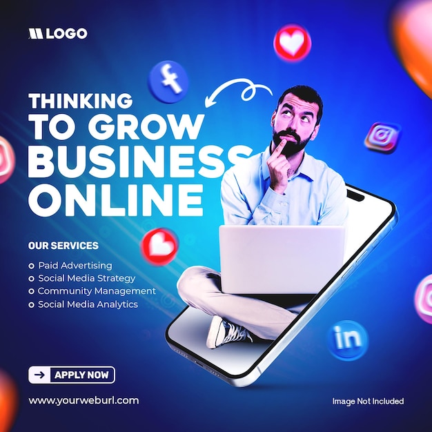 grow your online business social media post template