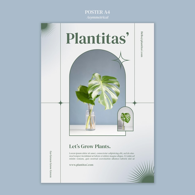 無料PSD 成長する植物のポスターテンプレート