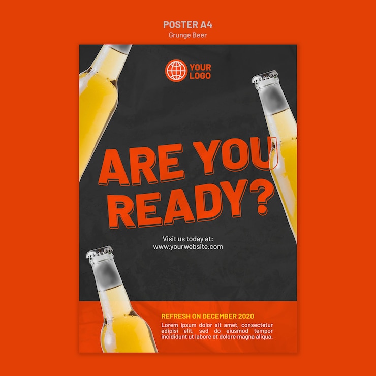 Free PSD grunge beer poster template