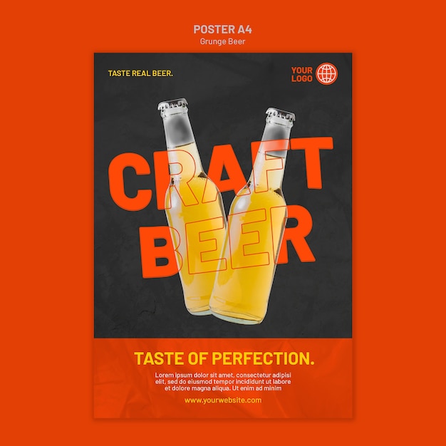 Free PSD grunge beer poster template