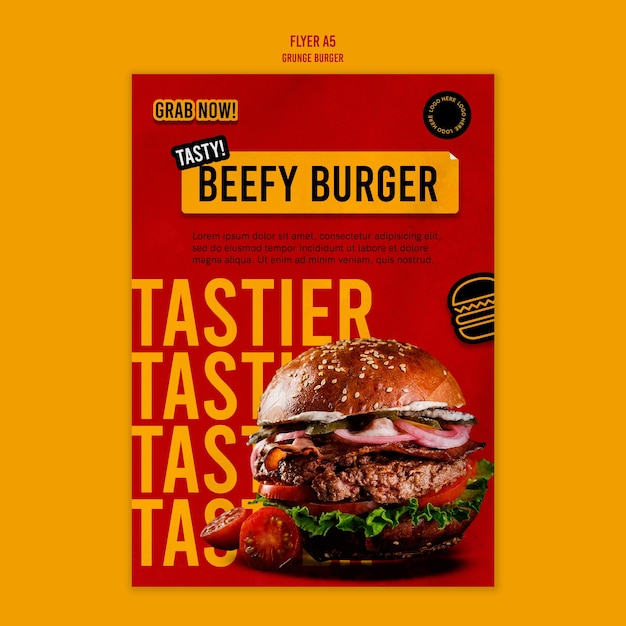 Grunge burger flyer template