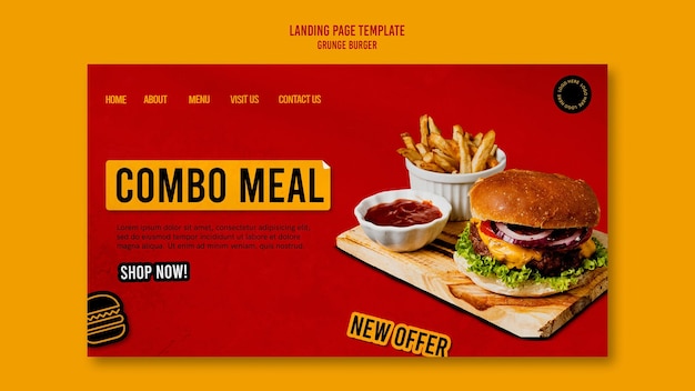 Grunge burger landing page template