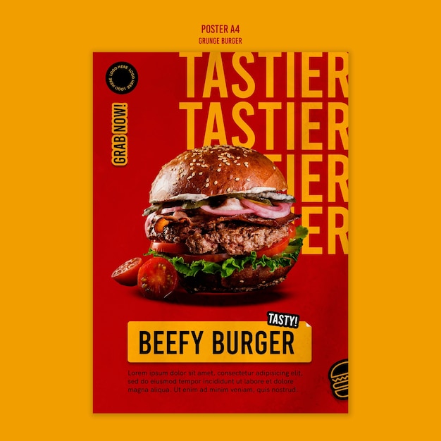 Modello di poster hamburger grunge