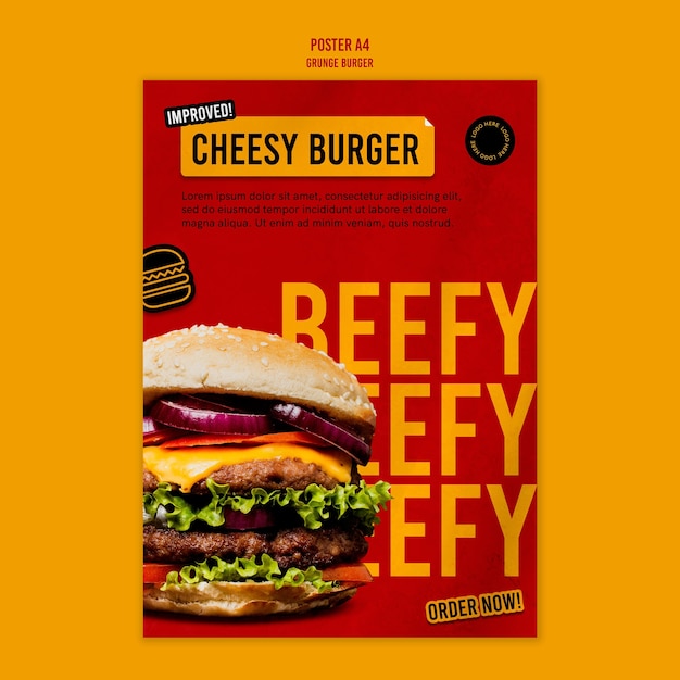 Free PSD grunge burger poster template