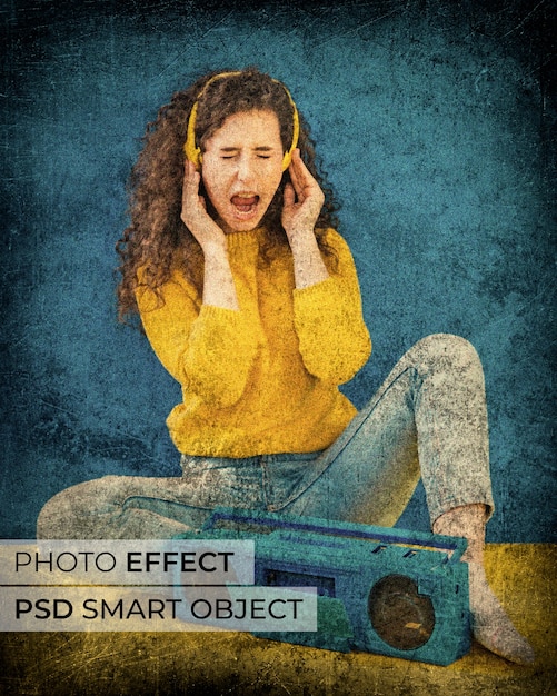 Free PSD grunge photo effect design