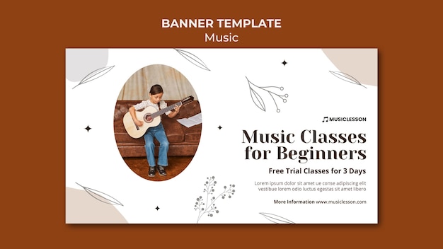 Guitar lessons banner template