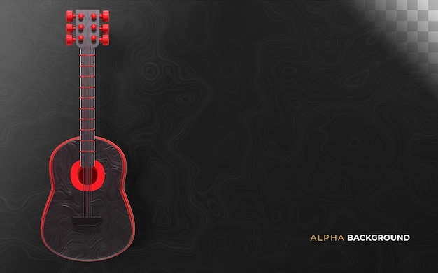 Guitar musical background. 3d illustration