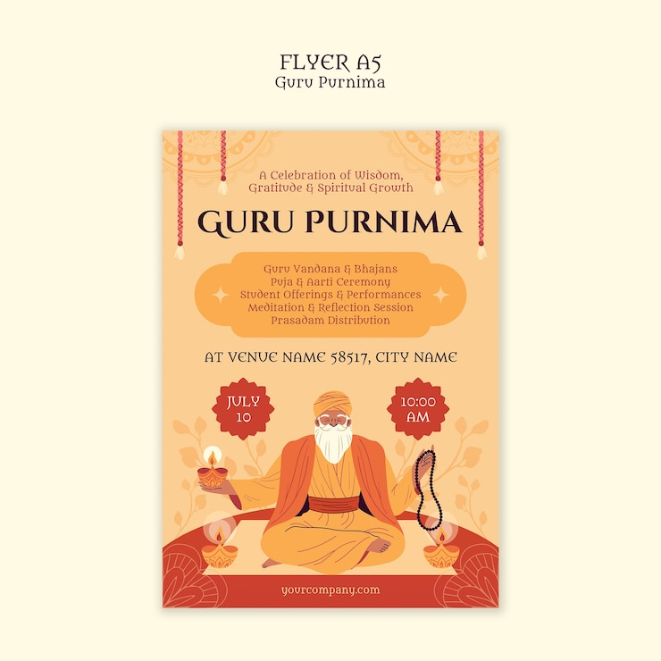 Free PSD guru purnima celebration flyer