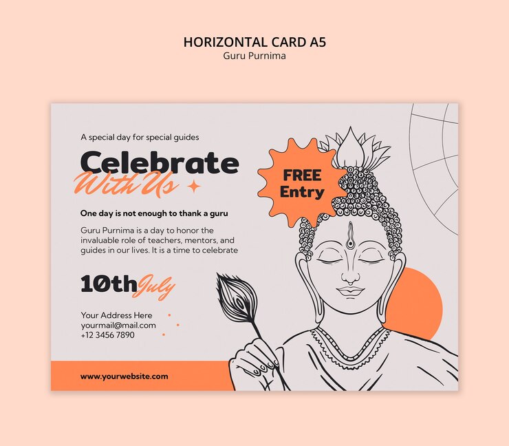 मुफ़्त PSD guru purnima celebration invitation