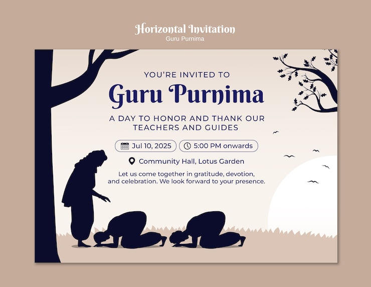 मुफ़्त PSD guru purnima invitation: a day of gratitude and celebration