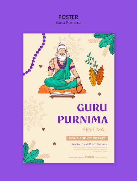 PSD gratuito progettazione del modello guru purnima