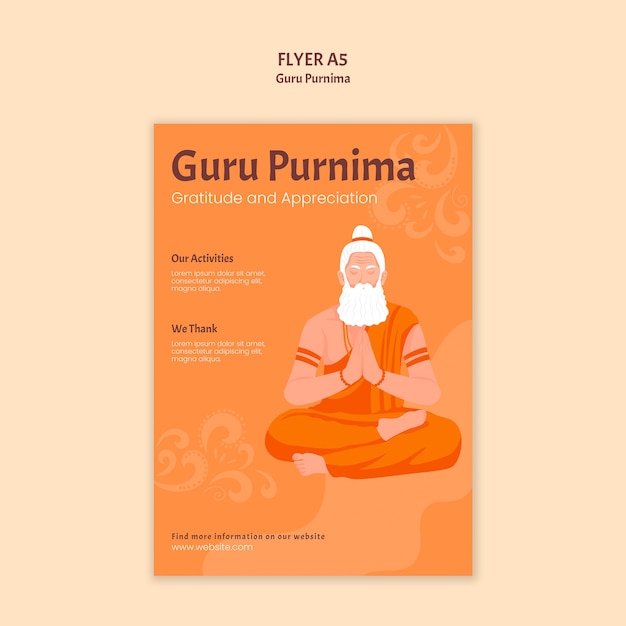 PSD gratuito progettazione del modello guru purnima