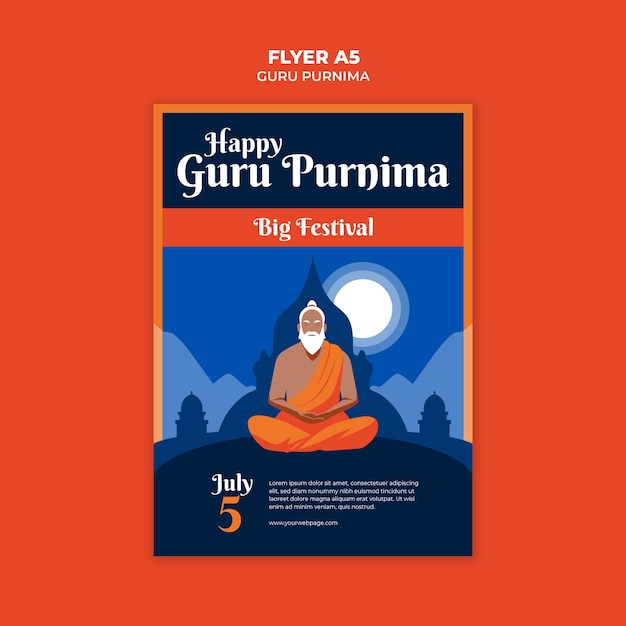 Free PSD guru purnima template design