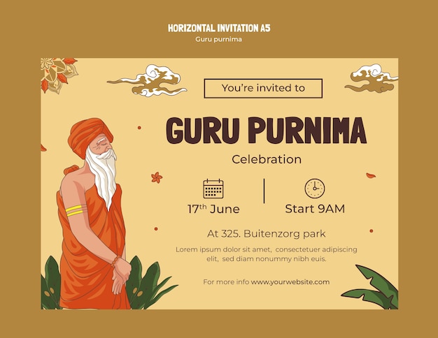 PSD gratuito progettazione del modello guru purnima