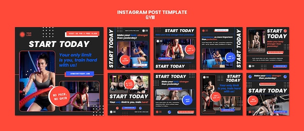 無料PSD ジムとフィットネスのinstagramの投稿コレクション