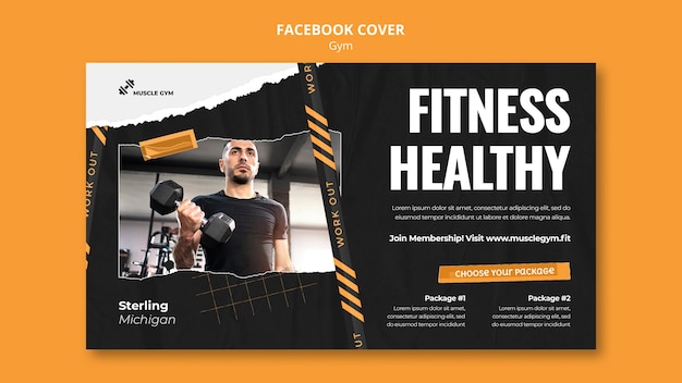 Бесплатный PSD Шаблон обложки для спортзала и фитнеса в социальных сетях