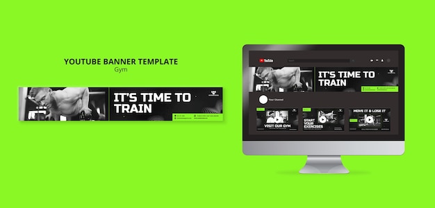 無料PSD ジムとフィットネスのyoutubeバナーテンプレート