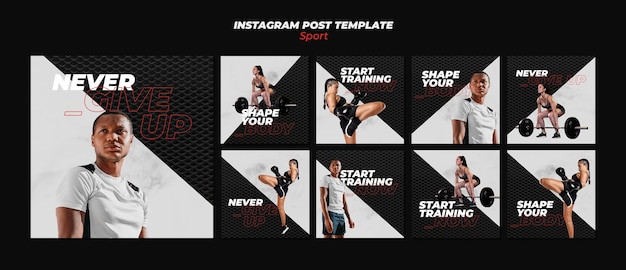 無料PSD ジムとスポーツのinstagram投稿コレクション