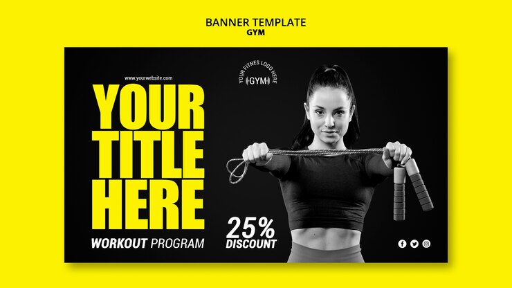 Free PSD gym banner template