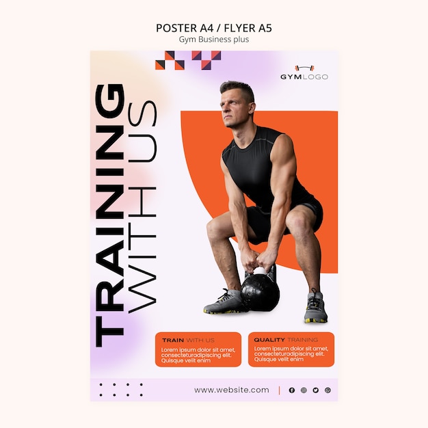 Gym business vertical poster template