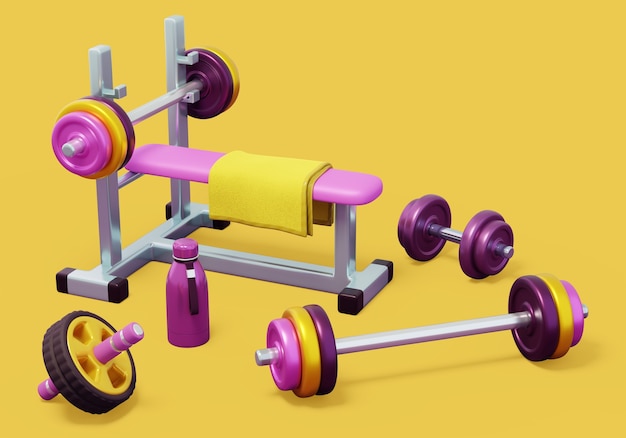 Gym equipment still life background