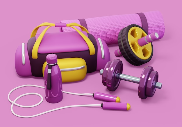 Free PSD gym equipment still life background