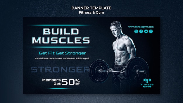 PSD gratuito modello di banner fitness palestra