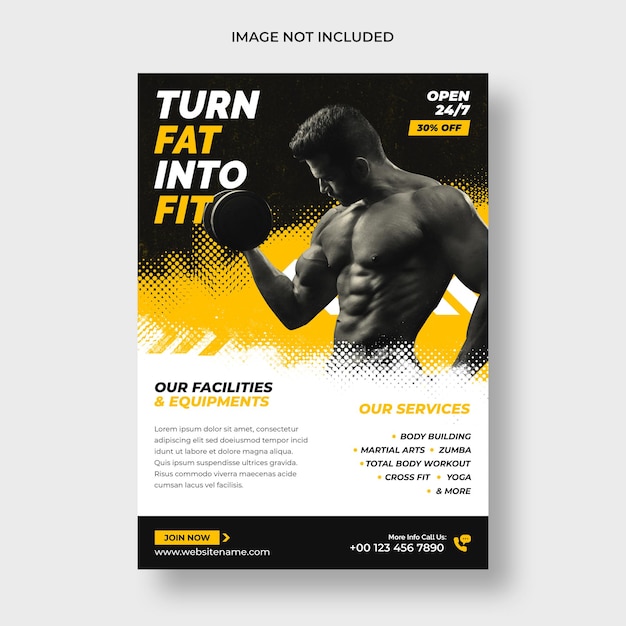 Volantino fitness palestra e modello di poster