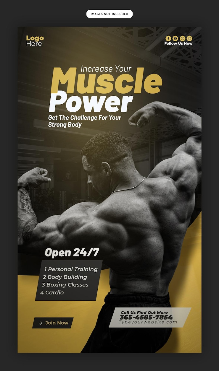 無料PSD フィットネス インスタグラム フェイスブック ストーリー テンプレート