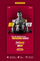 Free PSD gym and fitness instagram and facebook story template