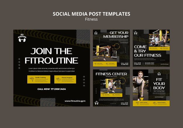 Gym and fitness instagram posts collection