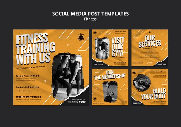 Gym and fitness instagram posts collection