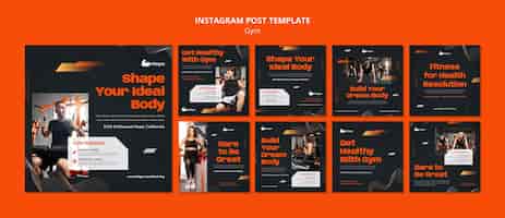 Free PSD gym and fitness instagram posts collection