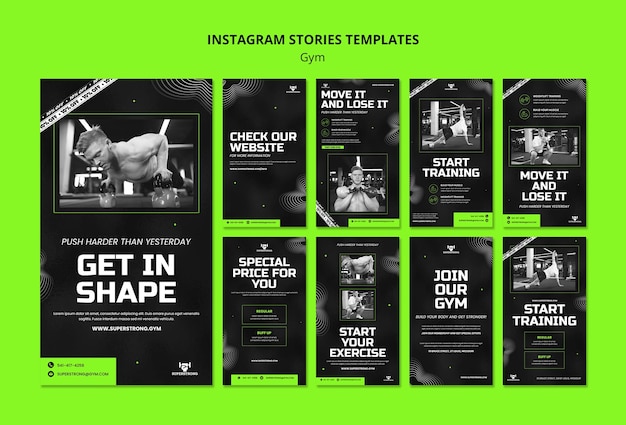 Collezione di storie di instagram di palestra e fitness