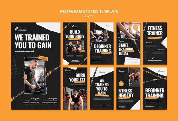 Free PSD gym and fitness instagram stories collection