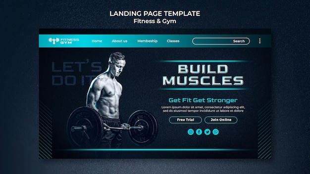 Free PSD gym fitness landing page template