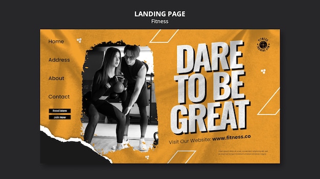 Free PSD gym and fitness landing page template